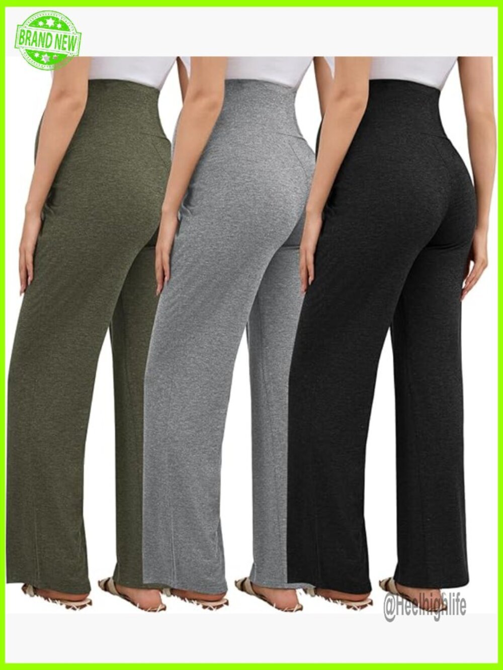 3 Pack Maternity Pants Over Belly Stretchy Wide Leg Lounge Work Pockets